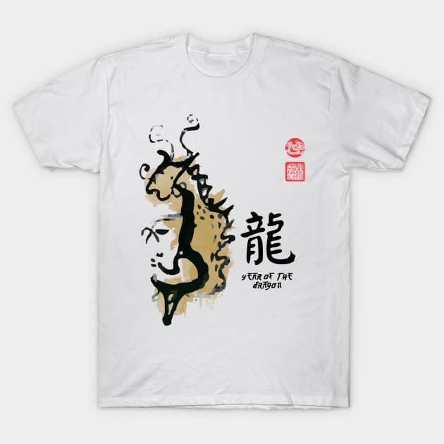 Year of DRAGON Painting Seal Animal Chinese Zodiac T-Shirt by porcodiseno